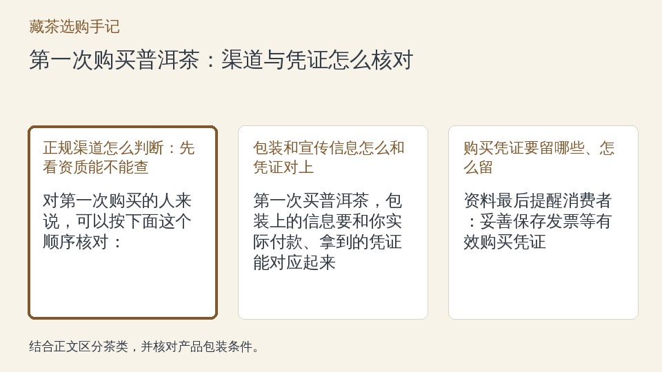 第一次购买普洱茶：渠道与凭证怎么核对的知识要点示意图