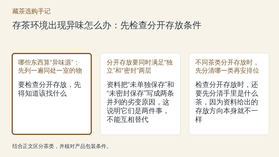 存茶环境出现异味怎么办：先检查分开存放条件的知识要点示意图
